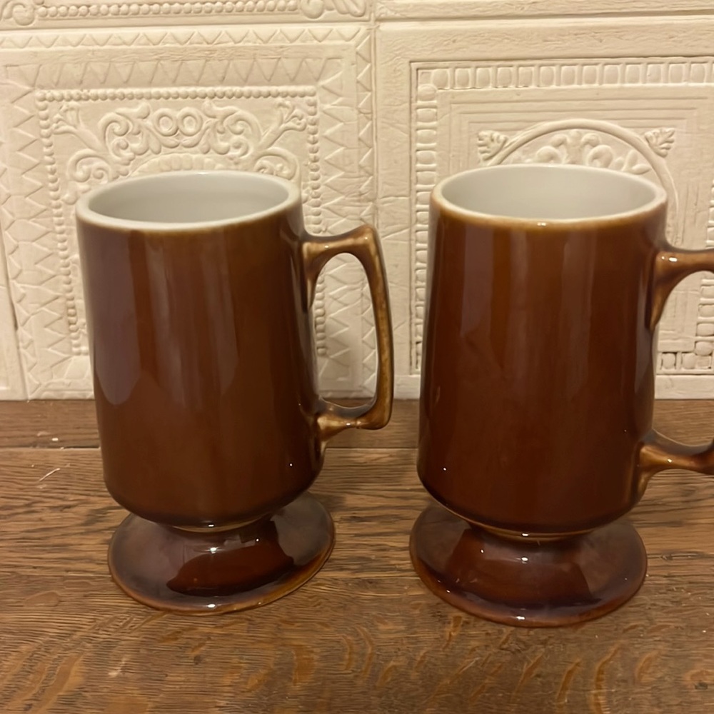 Vintage Hall Mugs Chocolate Brown Irish Coffee. Set of 2